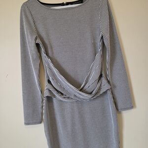 Dynamite Black and White Striped Long Sleeve Dress